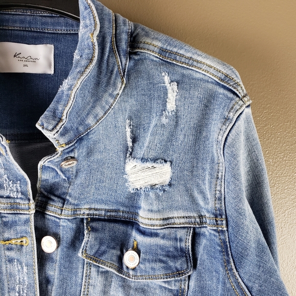Kancan distressed denim jean jacket 3XL - Picture 5 of 13